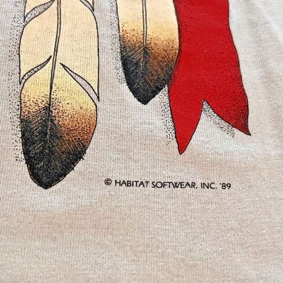 Vintage 1989 Native Tribal Design Montana Bear Feathers T Shirt XL - Picture 6 of 15